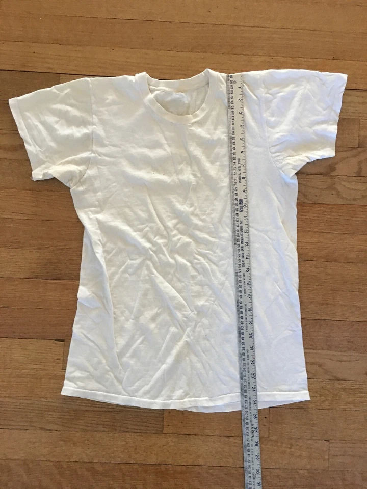 Camiseta en blanco de algodón blanca de colección años 60 70 para hombre ML camiseta interior puntada única Foto 3 de 4