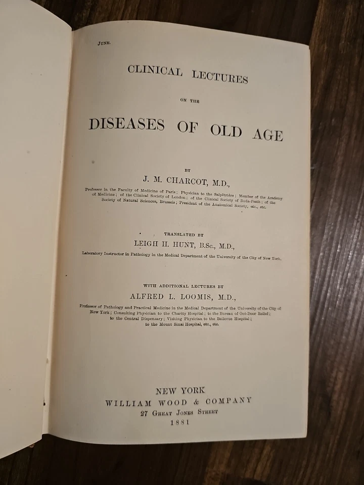 Clinical Lectures On The Diseases Of Old Age By J.M. Charcot 1881 Wood's Library Foto 4 de 4