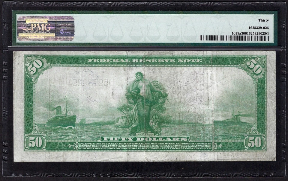 🇺🇸 1914 $50 FRN FR-1039a  ♚♚CLEVELAND♚♚ PMG VERY FINE 30 STRONG COLOR - Image 2 of 2