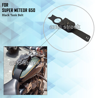 Fit Für Royal Enfield '' Super Meteor 650 Schwarz Leder Fuel Benzintank Gürtel
