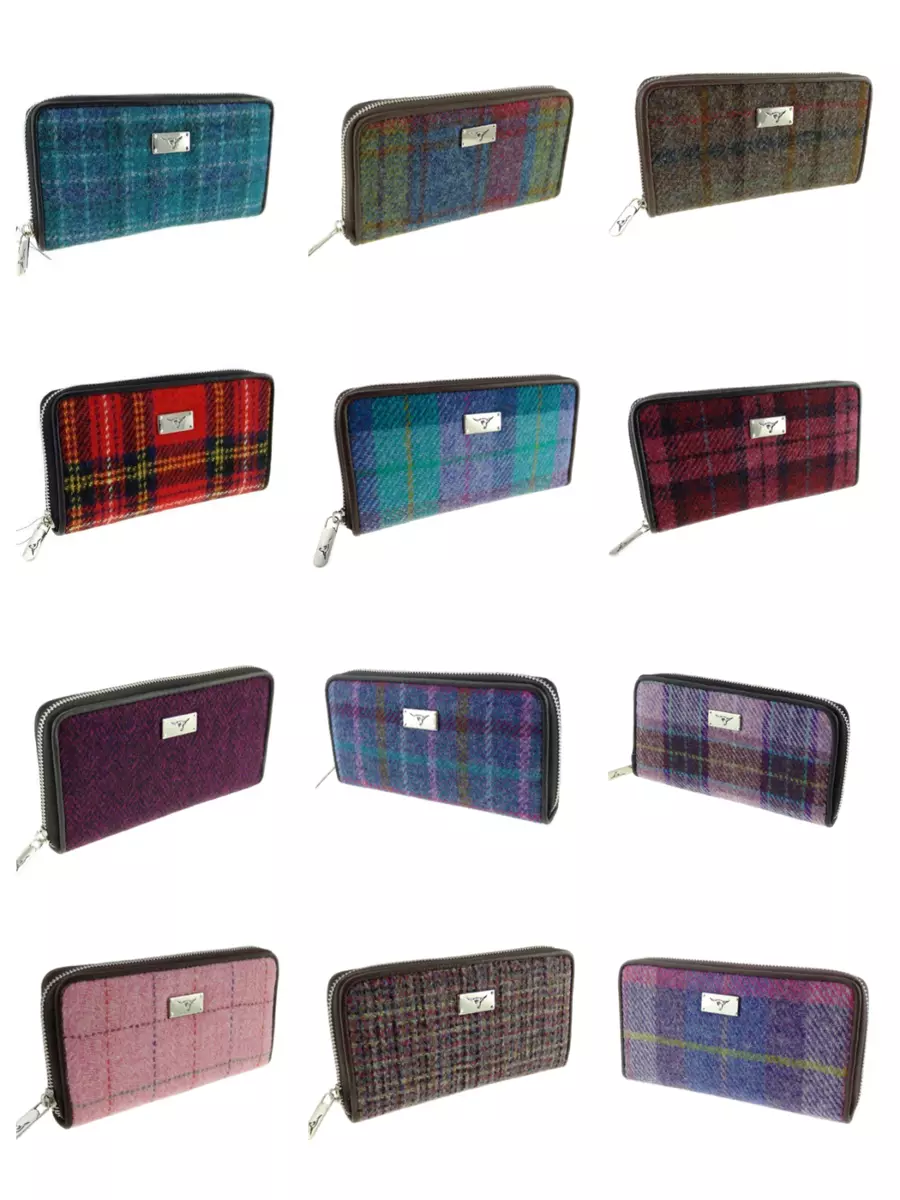Glen Appin Harris Tweed Large Zip Purse LB2100 Staffa Various Colours Available