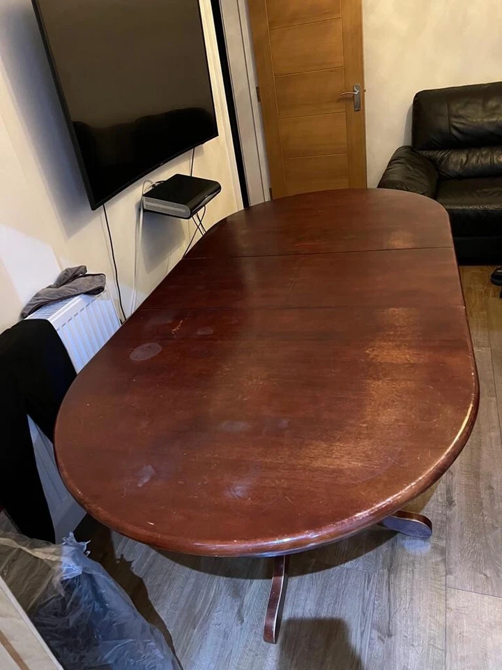 solid wooden extendable/foldable table and 5 cushioned chairs, dark brown.  - Image 4 of 4