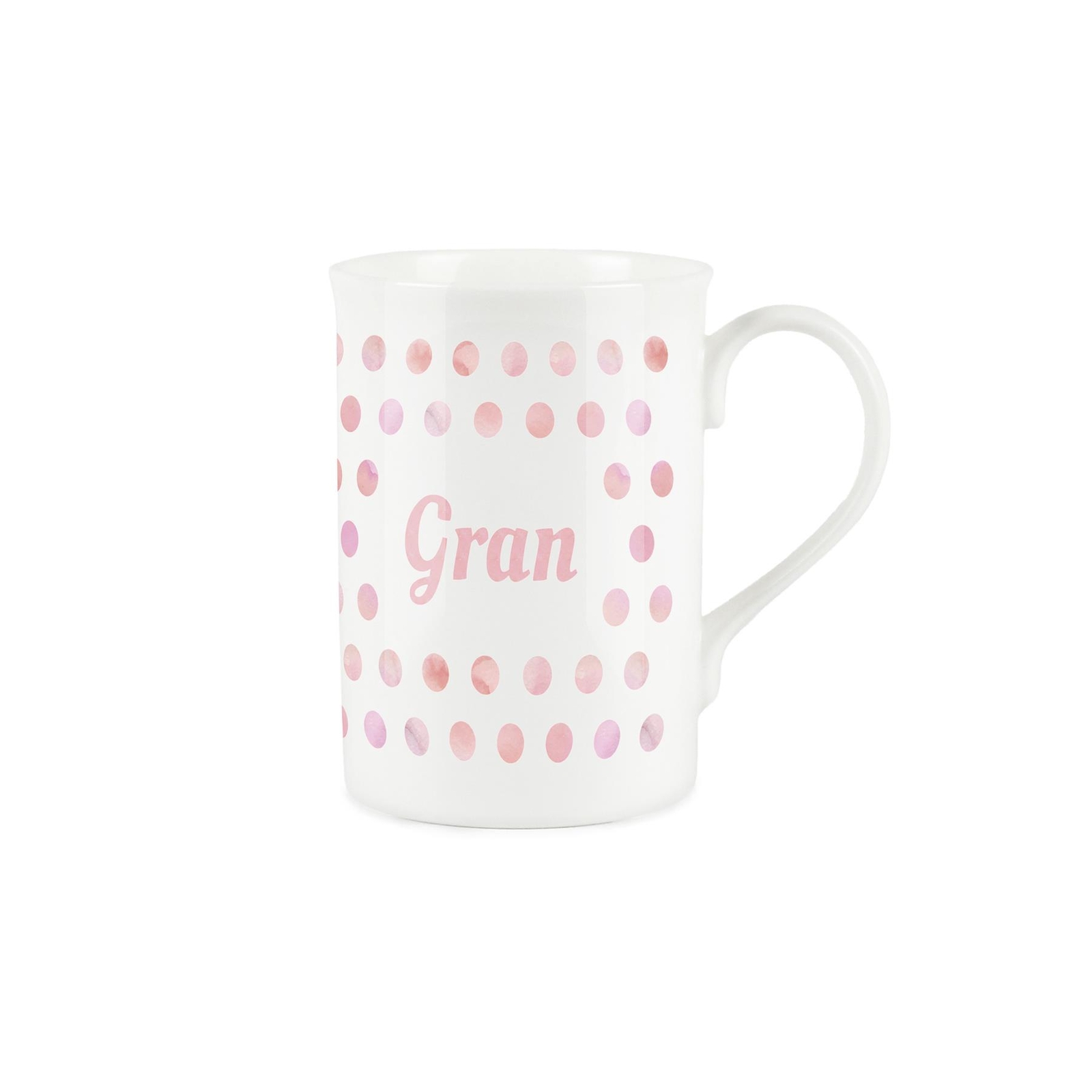 Gran Mug - Polka Dots Pink Bone China Tea/Coffee Gift for Grans