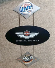 HARLEY DAVIDSON MILLER LITE MGD 100TH ANNIVERSARY METAL ADVERTISING SIGN MINT