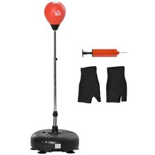 HOMCOM Punching Bag with Stand, Boxing Bag Set with Adjustable Height, Red
