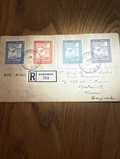 Zanzibar 1945 Registered Airmail Cover to England – Dhow Set – Backstamped Plymo