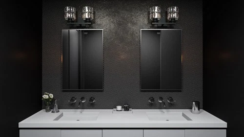 Gibson 2-Light Bathroom Vanity Light in Matte Black - Picture 6 of 7