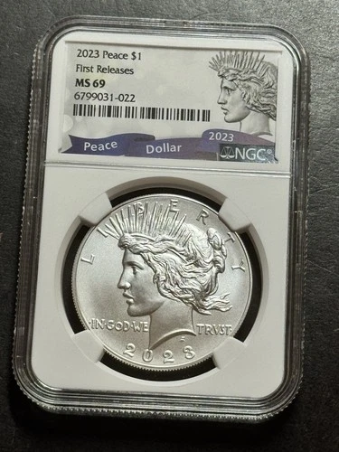 2023 $1 Peace Silver Dollar Graded NGC MS69 First Releases Coin (Slab1481)