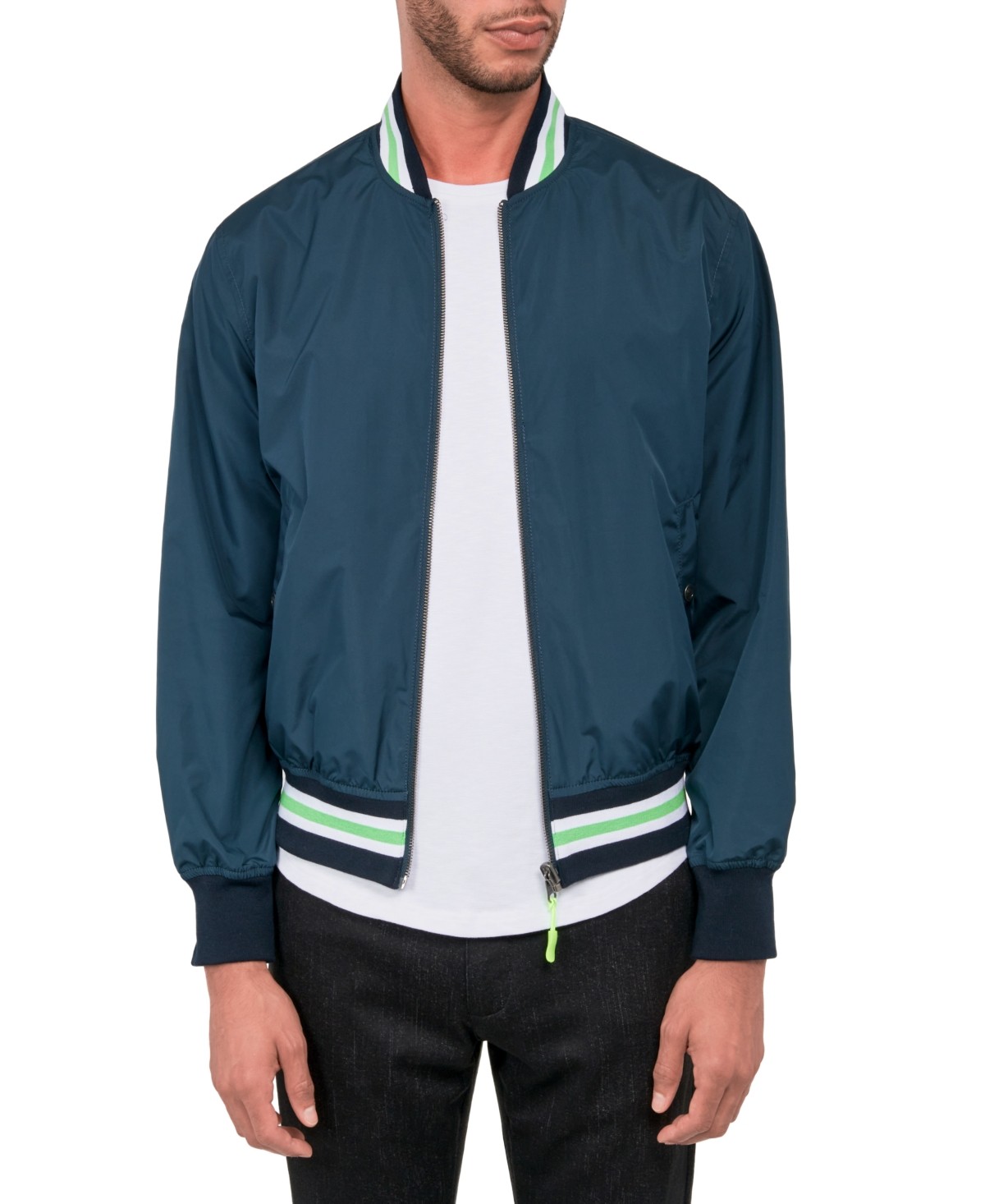 Society Of Threads Mens Classic fit Bomber Jacket Coat Small Blue Reversible