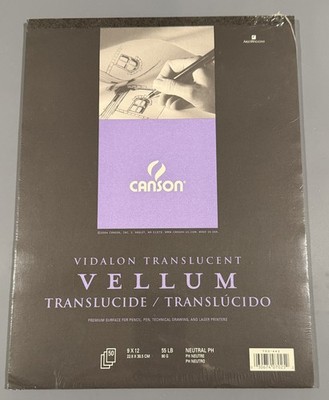 Canson Vidalon Translucent VELLUM, 9X12, 50 Sheets, 55LB, Item #702-442, NEW!