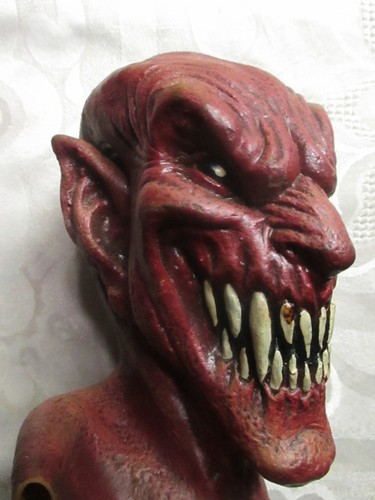 Demon Vampire Puppet Doll Head Vinyl 6" Rubber Bust Mask Horror Display