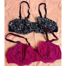 Victoria's Secret Dream Angels Lace Push Up Unlined Bra Fuchsia Navy