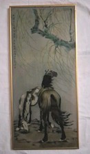 Quadro Arte Cinese Xu Beihong Vintage Painting On Silk Anni 50