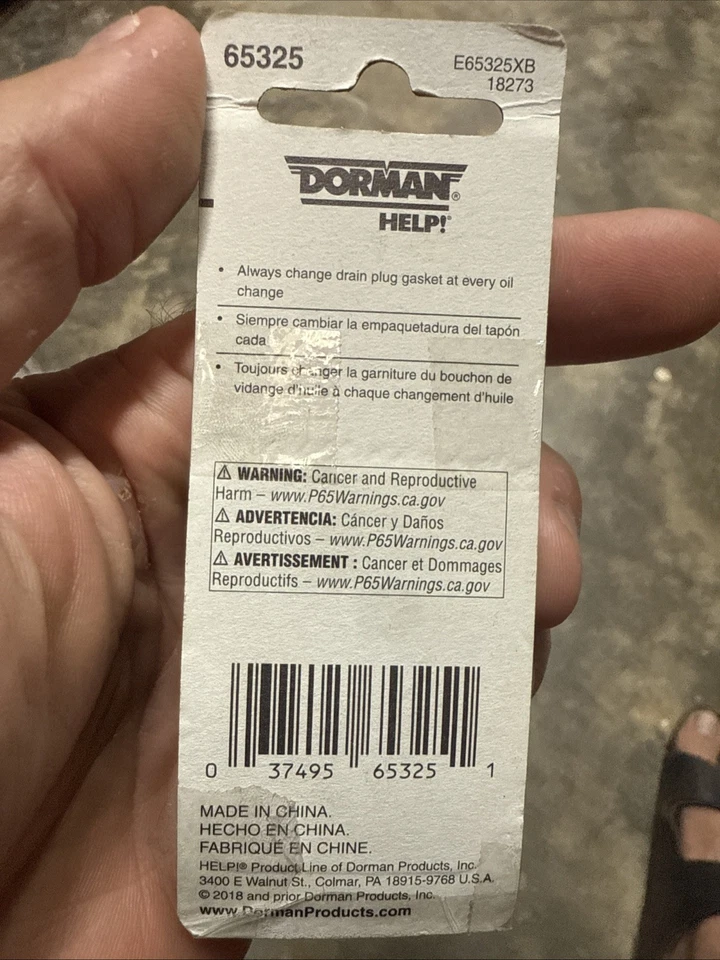 Engine Oil Drain Plug Dorman 65325 - Image 2 of 2