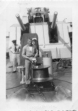 Vintage US Navy Sailors Men Ship Deck 1951 Photo Artillery Anti Aircraft Guns