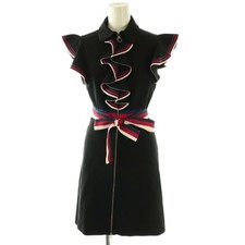 Gucci Frill Design Stretch Jersey Dress Knee Length S Black Women