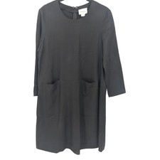 Steven Alan Long Sleeve Dress Womens 4 Black Pockets Made in USA Minimalist