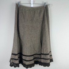 Vtg Talbots Y2K Midi Skirt Size 8 Old Money Silk Wool Dark Academia Granola