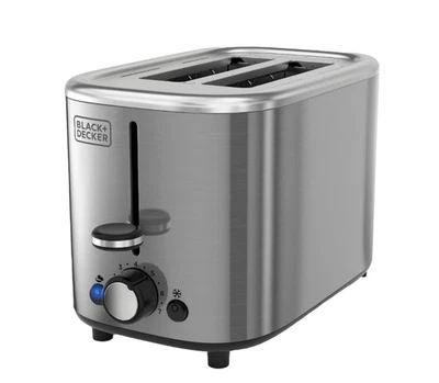 BLACK+DECKER 2‑Slice Toaster, Stainless Steel, Extra‑Wide Self‑Centering Slot - Image 1 of 4