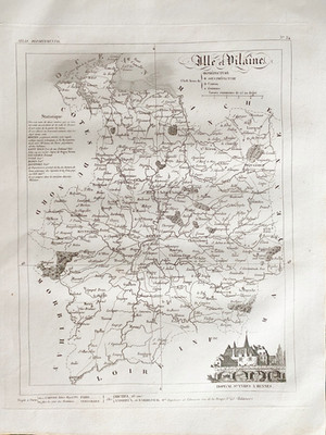 Karte Atlas Michel Fils Aine 1850 ''Departement Der Ile Et Vilaine''