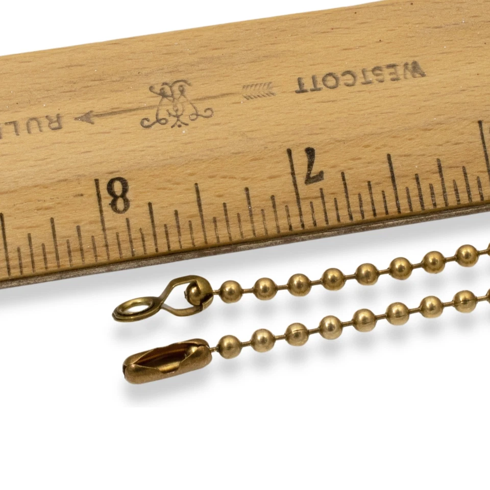 Antiguo juego de tiradores de ventilador de techo de latón, paquete de 4 cadenas de bolas y conectores Foto 4 de 4