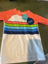 Hatley Toddler Rashguard Shirt With Orange Sleeves  Multicolor Stripes Size 3