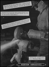 1941 Norton Co. Abrasives Worcester Massachusetts Photo Ginder Worker Print Ad