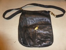 VINTAGE LIBAIRE BLACK PEBBLED LEATHER SHOUDLER BAG PURSE WOMANS MADE IN USA