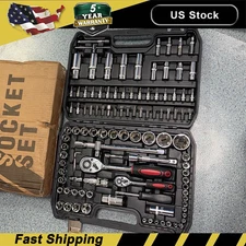 108pcs Mechanics Tools Kit 6-Point Socket Ratchet Wrench Set Repair Tool Case US