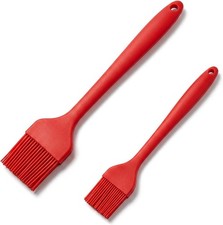 Silicone Basting Brush 2 Pack with Steel Core, Heat Safe BBQ Pastry  Silicone