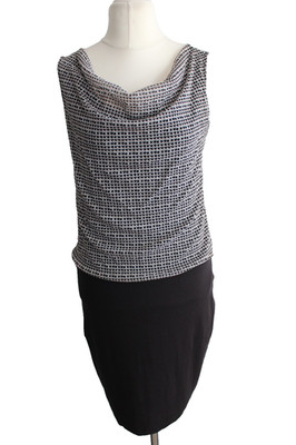 Comma Ärmelloses Kleid Gr. 38 Schwarz-Grau
