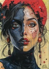 original drawing 20 x 28 cm 332AO artwork pastel modern female portrait