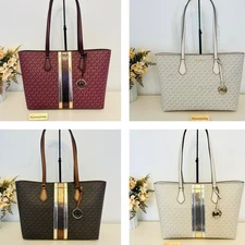 Michael Kors sheila large signature logo metallic tote & Wallet