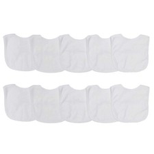 Neat Solutions 2-Ply Knit Terry Solid Color Feeder Bibs in White - 10 Count P...