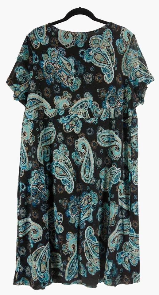 Vestido midi de malla con estampado de cachemira verde azulado Croft & Barrow talla 3X 22 24 26 talla grande Foto 3 de 4