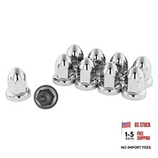 33 mm Chrome Lug Nut Covers with Flange - Push on Fitting for Semi Truck - 10