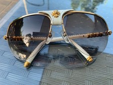 Chrome Hearts Balls Leather Wrapped Gold Plated Sunglasses White 2000s Rare