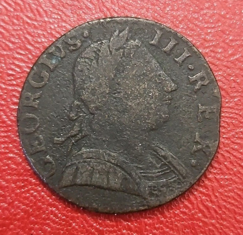 1775 British Half Cent Colonial American Coin KING George (KM.#601