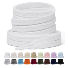 2 Pairs Flat Cotton Shoe Laces, 5/16" Shoelaces 45 Inch 114cm White