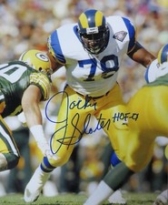 Jackie Slater signed Los Angeles Rams NFL 8x10 Photo w/ HOF 01 Inscription