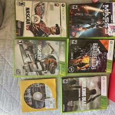 Lot of 5 xbox 360 games,NASCAR,Skate,Mass Effect3, Battlefield, The Walking Dead