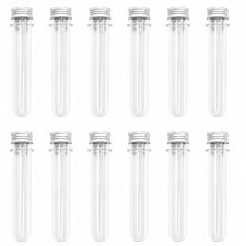 45ml Clear Plastic Test Tubes Storage Containers Screw Caps Candy Craft 12 PCS