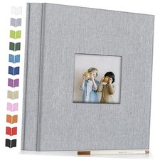 Photo Album Self Adhesive Scrapbook Album for 3x5 4x6 11.5"x10.5"40Pages Grey