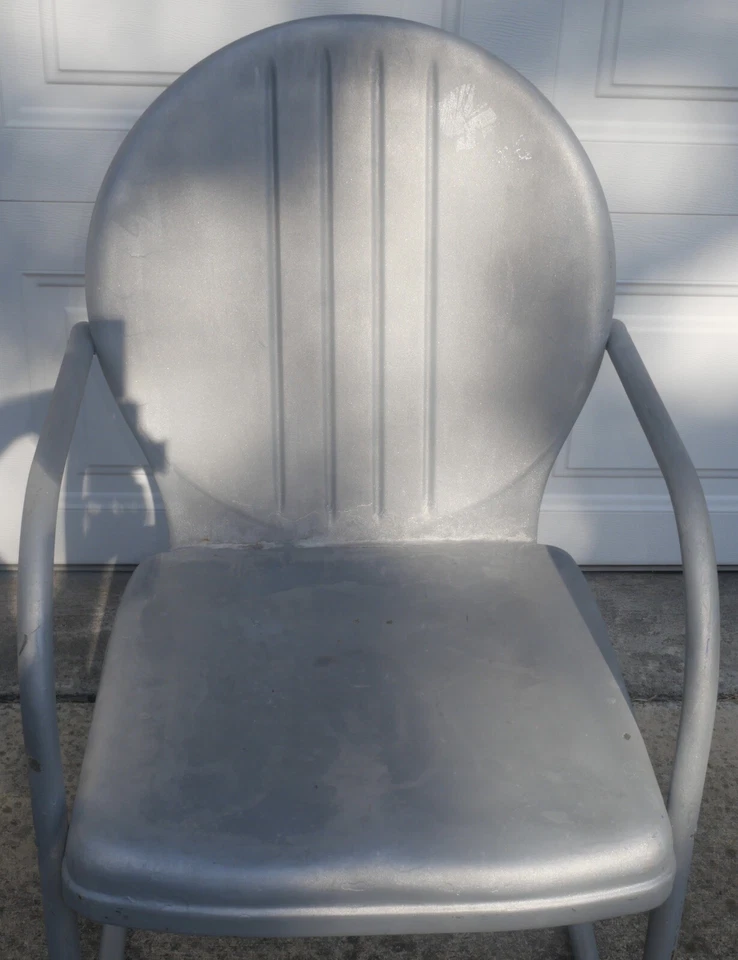 Vintage 1940 Mid Century Modern Shott Balcrank Steel Metal Cantilever Lawn Chair - Image 3 of 4
