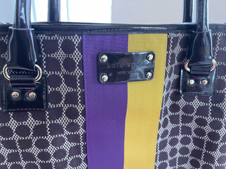 Bolso Shopper Vintage Kate Spade Lona Marrón $175 + Envío Gratis RARO Foto 3 de 4