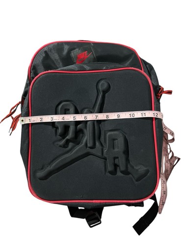 VINTAGE 90s AIR JORDAN BACKPACK PUFF LOGO BLACK RED - Picture 10 of 11