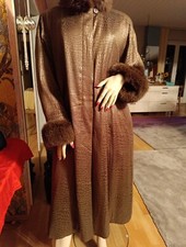 Mantel Seide XL 44 46 Echtes Pelz Kragen Stehkragen Fuchs lang  Vintage Schnitt