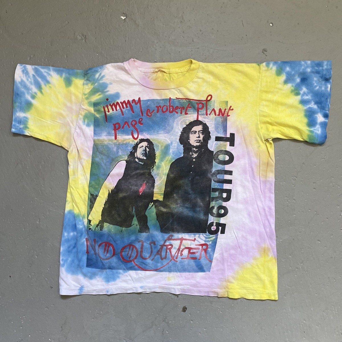 Vintage Jimmy Page Robert Plant Led Zeppelin Tie Dye Single Stitch 