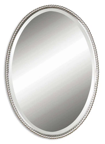 UTTERMOST 1102 B  SHERISE BRUSHED NICKEL OVAL VANITY MODERN MIRROR WALL DECOR - Picture 3 of 5