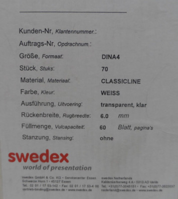 Swedex Thermobindemappen 10 Stück 60 Blatt DIN A4 Klarsicht